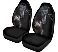 Dolyues 3D Brown Crazy Horse Print Car Seat Covers for Front Seat Protector,Car Accessories Universal for Car Truck Suv Van(Black)