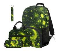 Dolyues 4 Pack Axolotl Backpack Set for Boys with Lunch Box Third Grade Elementary School Backpacks for Kids Boy Book Bags Ages 8-10 Travel Daypack