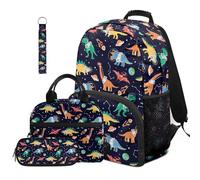 Dolyues 4 Piece Dinosaur Backpack Lunchbox Cambo for Boys Third Grade Elementary School Backpacks for Kids Boy Book Bags Ages 8-10 Casual Daypacks
