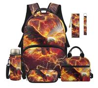 Dolyues 6 PCS Eagle Backpack with Lunch Box Back to School Bookbag for Boys Cool Third Grade Backpacks for Elementary Kids 8-10 with Water Bottle Holder