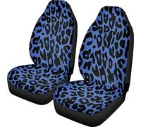 Dolyues Black Blue Animal Leopard Pattern 2 Pcs Set Car Front Seat Covers,Auto Interior Accessory Protector,Universal Fit