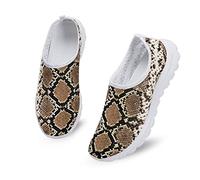 Dolyues Black Brown Snakeskin Pattern Women Shoes Trainer,Casual Comfortable Lightweight Slip On Jogging Walking Sneakers