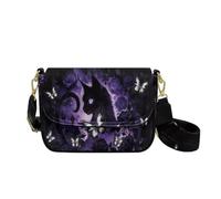 Dolyues Black Cat Butterfly Small Leather Crossbody Bags for Women