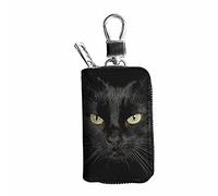 Dolyues Black Cat Cool Car Key Case 3D Animal Print Keychain Holder with Metal Hook, Zipper Key Bag, PU Leather Key Chain Pouch for Men and Women, Universal for Most Size of Cars Keys