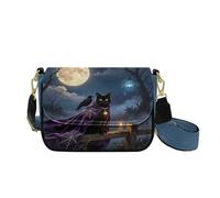 Dolyues Black Cat Crossbody Bag for Women Travel Anti Theft Leather Crow