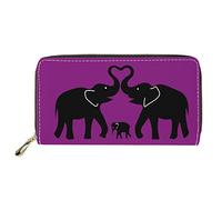 Dolyues Black Family Elephant Printed Women Zipper Long Pu Leather Wallet with Coin Pocket for Ladies,Credit Card Cash Clutch Purse(Purple)