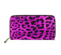 Dolyues Black Rose Red Leopard Design Women Long Pu Leather Zipper Wallets with Multiple Card Slots and Coin Pocket