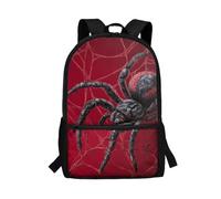 Dolyues Black Spider Backpack for Middle School Students Lightweight 17 Inch School Bag Rucksack with Zipper Storage Bag Red Bookbag for Boys