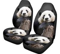 Dolyues Black White 3D Animal Panda Print Front Seat Covers Set Of 2,Interior Auto Accessories Protector,Universal Fit