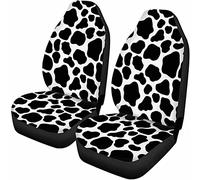Dolyues Black White Cow Pattern Car Seat Covers Front Seats Only for Women Men Universal, Decorative Auto Accessories Set of 2 Seat Cover Protectors Cushion Protector for Cars SUV Sedan