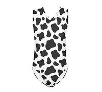 Dolyues Black White Cow Pattern Girls Gymnastics Leotards Sleeveless Dancing Ballet Stretch Leotards 3-16 Years