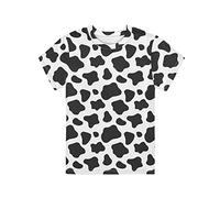 Dolyues Black White Cow Pattern Kids Boys Girls Short Sleeve T Shirt Summer Crewneck Tee Shirts for Teens 3-16Years
