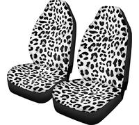 Dolyues Black White Leopard Pattern Front Seat Covers of 2 Pcs Set,Interior Car Accessory Protector,Universal Fit for Most Car