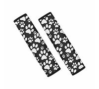 Dolyues Black White Paw Print Car Accessories, Seatbelt Shoulder Strap Pads for Women, Adults Seat Belt Covers for Cars/Handbags/Carmera, Seat Belt Cushion Soft Comfort 2 Pack Set