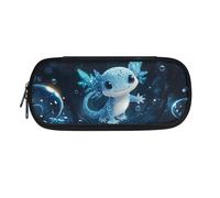 Dolyues Blue Axolotl Pencil Case Print Pen Bag Stationery Pouch Cute Makeup Bags for Women Girl Boys Student School College Office Supplies Cute Pencil Cases