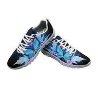 Dolyues Blue Butterfly 3D Printed Running Shoes Womens Size 7.5 Breathable Sneakers for Girls Lightweight