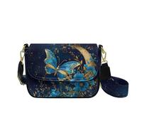 Dolyues Blue Butterfly Travel Purses for Women Crossbody Bag Leather