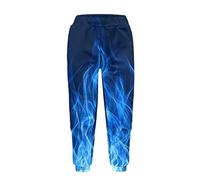 Dolyues Blue Flame Sweatpants for Boy Kid Comfy Trousers High Waisted Loose Active Pants Graphic Joggers Costume for Age 4-15