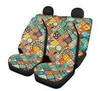 Dolyues Bohemian Mandala Print Car Seat Covers Full Set of 4,Front Seat Covers and Split Bench Protector,Car Accessories