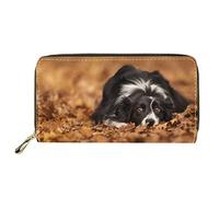 Dolyues Border Collie Ladies Purse,Women's Wallet Long Pu Leather with Credit Card Holder Multiple Card Slots and Coin Pocket