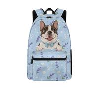 Dolyues Boston Terrier Bow Flower Bookbag for Elementary Girls 8-10 Years Old Cute Back to School Backpack for Kids 4th Grade Backpacks Outdoor Daypack