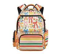 Dolyues Bow Rainbow Backpack for 9 Year Old Girls Cute Elementary School Bookbag for Second Grade Kids Large Capacity Travel Daypack with Compartments