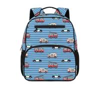 Dolyues Boys Car Stripe Print Bookbag Ages 4-6 Cool 13.5 Inch Back to School Backpack for Kindergarten Kids Lightweight 1st Grade Preschool Backpacks