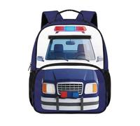 Dolyues Boys Police Car Backpack Ages 4-6 Cool Back to School Bookbag for Kindergarten Kids 13.5 Inch Ergonomic First Grade Preschool Book Bags Lightweight