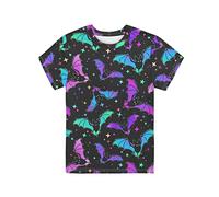 Dolyues Boys T Shirt Colorful Bat Pattern Crew Neck Summer Short Sleeve for Kids Unisex Tee Shirts Age 3 To16 Years