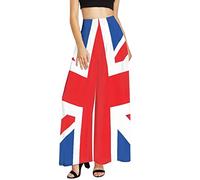 Dolyues British Flag Wide Leg Pants Plus Size Trousers Elastic Waist Long Pants Gym Yoga Work Tracksuits, Size XS-6XL