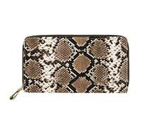 Dolyues Brown Black Snake Skin Pattern Large Purses for Women,Fashion Long Pu Leather Wallets with Id Card Holder and Coin Pocket