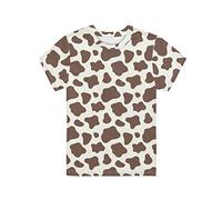 Dolyues Brown Cow Pattern Unisex T-Shirt Kids Boys Boys Crewneck T Shirt Short Sleeve School Tee Shirts Age 3-16 Years