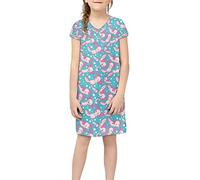 Dolyues Bubble Axolotl Dress for Girls Short Sleeve Beach Sundress Size 4-14 Years T Shirt Dresses Cute Cartoon Fish Print Blue Nightgown
