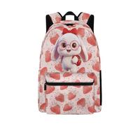 Dolyues Bunny Strawberry Bookbag for Elementary Girl 8-10 Years Old 17 Inch Back to School Backpack for Kids Third Grade Backpacks Hiking Daypacks
