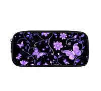 Dolyues Butterfly Purple Pencil Case - Large Capacity, Waterproof & Expandable Storage Pouch for Girls - Versatile Toiletries, Makeup & Office Stationery Organizer