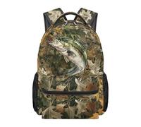 Dolyues Camo Backpack for 9 Year Old Boys Patriotic Fish Elementary School Book Bags for Kids 4th Grade Backpacks Camping Hiking Daypack Ergonomic