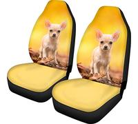 Dolyues Car Seat Cover Front Pair with Cute 3D Animal Chihuahua Pattern,Universal for Car Truck Suv Van,Auto Protector