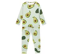 Dolyues Cartoon Avocado Pajamas Suit 2 Pieces Nightwear Fruits Print Green Pyjamas for Kid Boy Girl Regular Fit Long Pjs with Pockets, Children
