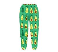 Dolyues Cartoon Avocado Sweatpants for Girl Boy, Green, High Waisted Long Activewear Trousers with Pocket Regular Active Pants Costume