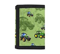Dolyues Cartoon Tractor Wallets Cute Boys Purse Modern Slim Trifold Design Purse with ID Window, Money Bag Credit Card Holder Folding Wallets