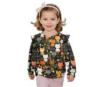 Dolyues Cat Garden Girl's Hoodies Long Sleeve Round Neck Hoodies Sweatshirts Pullovers Trendy Winter Fall Clothes for Kids Gifts Black 4-5Y