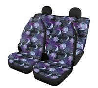 Dolyues Celestial Astronomy Sun Moon Star Print Car Seat Covers Full Set with Front Seat Covers Set and Rear Bench Protector(Purple)