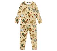 Dolyues Chicken Pajama Suit for Kid Girl Boy Animal Flower Long Pjs Age 3-16 Children Regular Sleepsuit, Tops Shirts & Pants