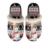 Dolyues Christmas Snowman Slippers Winter Warm House Shoes Cute Fluffy Slides Sandals Slip on Flat Shoes Comfy Non Slip Slipper