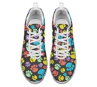 Dolyues Colorful Cute Dog Paw Pattern Print Women's Athletic Running Sneakers Lace Up Sports Walking Shoes