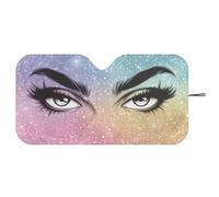 Dolyues Colorful SUV Sun Shade for Car Windshield Cute Eyes 66x34 Large Quick Setup Sunshade UV Protection Truck Sunshield Parking Everyday Use