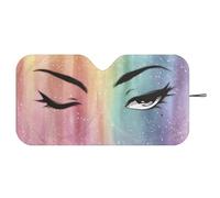 Dolyues Colorful Windscreen Sun Shade Eyes 66x34 Large Size Lightweight Sunshade for Car Windshield SUV Custom Fit UV Protection Truck Sunshield Outdoor