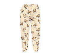 Dolyues Corgi Dog Trousers for Kid Long Loose Active Pants Running Gym Sport High Waisted Sweatpants for Age 4-15 Girl Boy Elastic Joggers