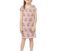 Dolyues Corgi Dress for Kids Pink Cute Dog Print Nighties Dresses Age 4-14 Girls Pajamas Wear Short Sleeve Regular Nightgowns Casual Nightwear
