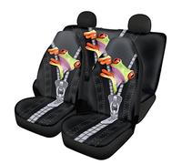Dolyues Cute 3D Animal Frog Print Car Seat Covers Full Set for Women Gifts,Front Seat Cover and Split Rear Bench Protector Universal Fit